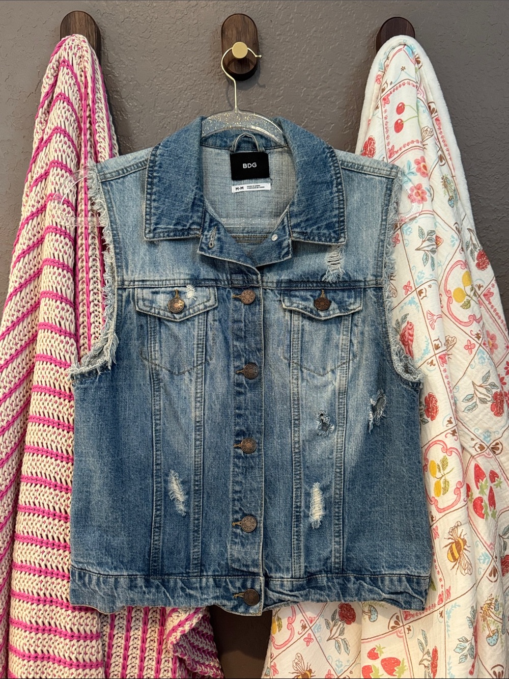 BDG Blue Distressed Sleeveless Denim Vest